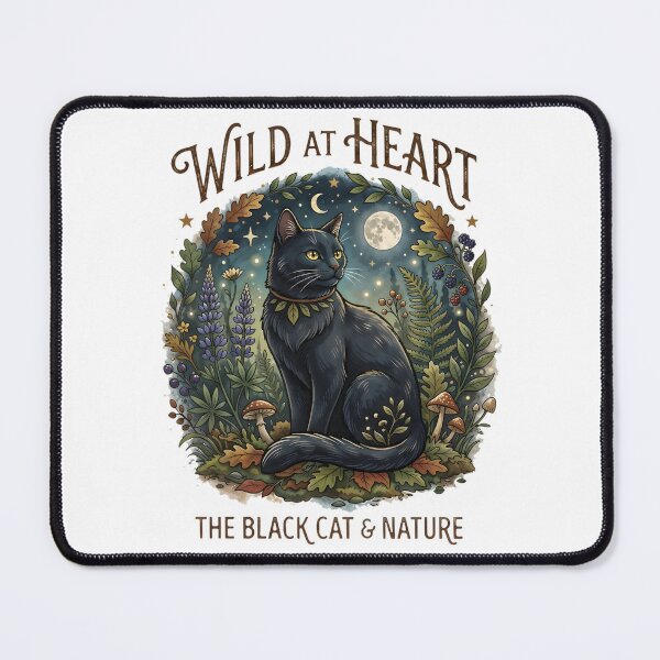 Item preview, Black Cat Wild at Heart Art - Celestial Forest Nature Illustration designed and sold by RubisLeaf.