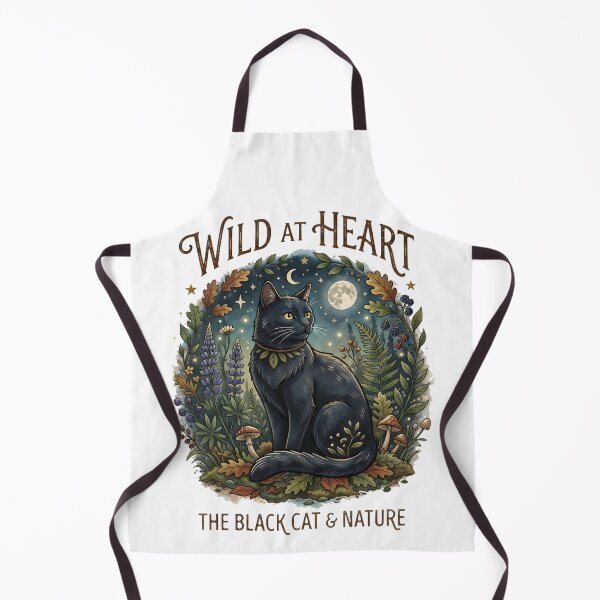 Item preview, Black Cat Wild at Heart Art - Celestial Forest Nature Illustration designed and sold by RubisLeaf.