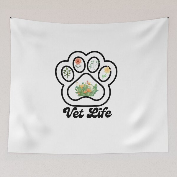 Item preview,  Retro Boho Botanical Paw Print - Floral Vet Life Art designed and sold by batoot1.