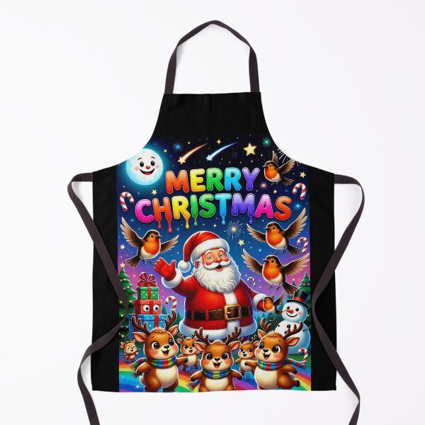 Item preview, Merry Christmas - Cute Santa with Reindeer, Robin Birds & Rainbow Festive Art designed and sold by David Brookes Digital.