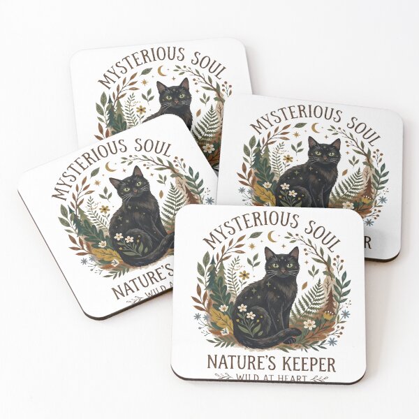 Item preview, Black Cat Nature Keeper Art - Mysterious Soul Forest Celestial Illustration designed and sold by RubisLeaf.
