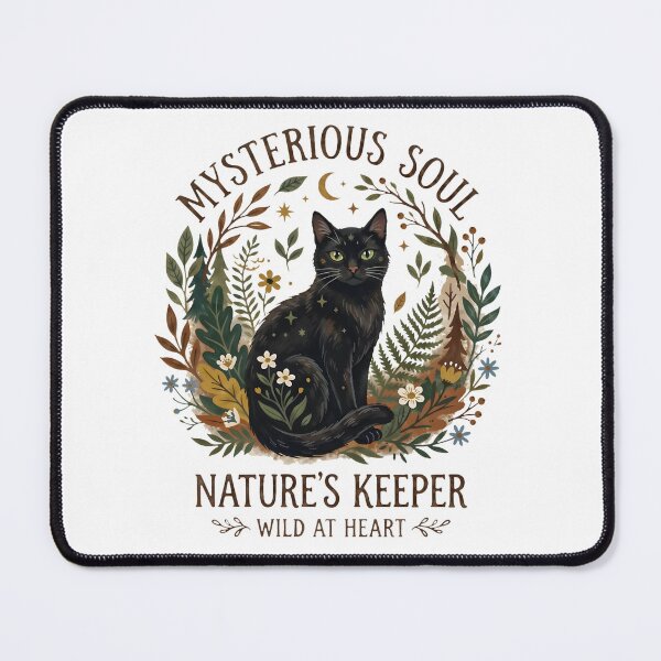 Item preview, Black Cat Nature Keeper Art - Mysterious Soul Forest Celestial Illustration designed and sold by RubisLeaf.