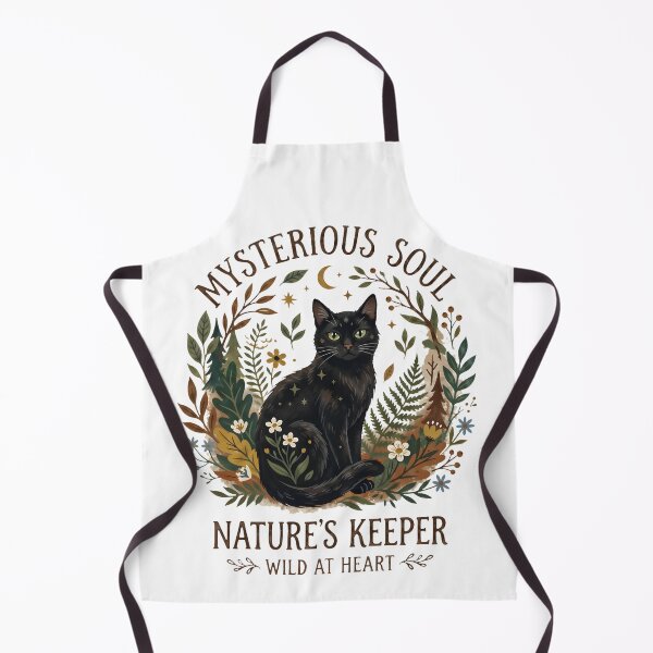 Item preview, Black Cat Nature Keeper Art - Mysterious Soul Forest Celestial Illustration designed and sold by RubisLeaf.