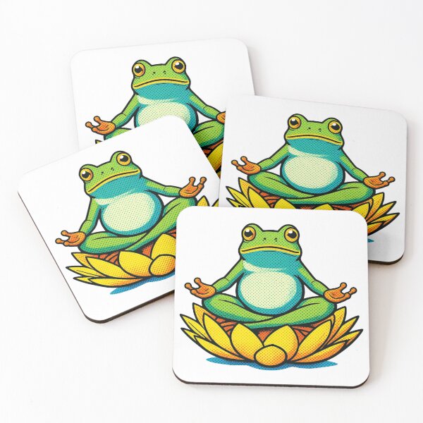 Item preview, Zen Frog Meditating on Lotus Flower Retro Pop Art designed and sold by RDproject.