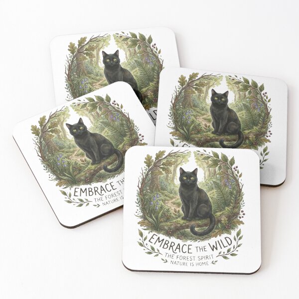 Item preview, Black Cat Forest Spirit Art - Embrace The Wild Nature Home Illustration designed and sold by RubisLeaf.