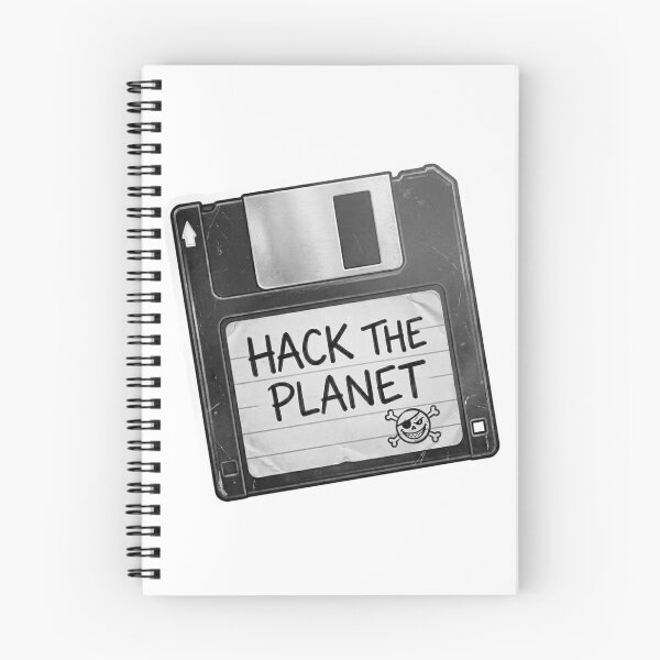 Item preview, Retro black and white hack the planet floppy disk sticker designed and sold by Bug by Design.