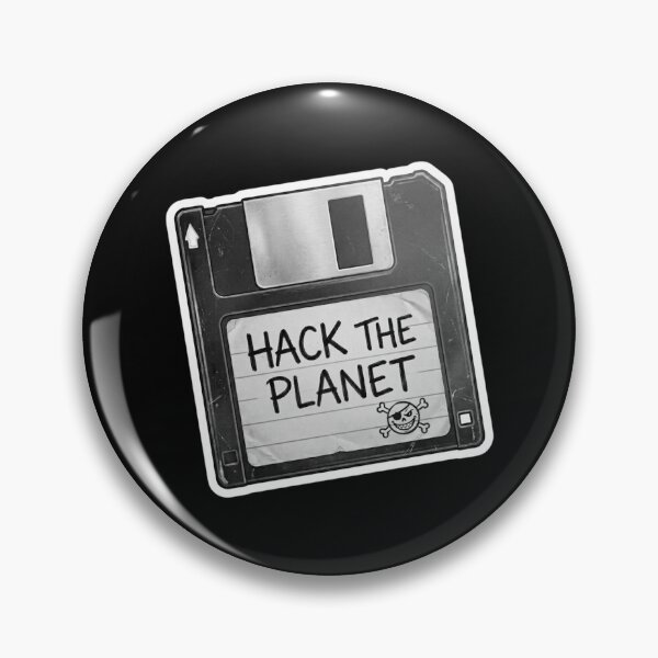 Item preview, Retro black and white hack the planet floppy disk sticker designed and sold by Bug by Design.
