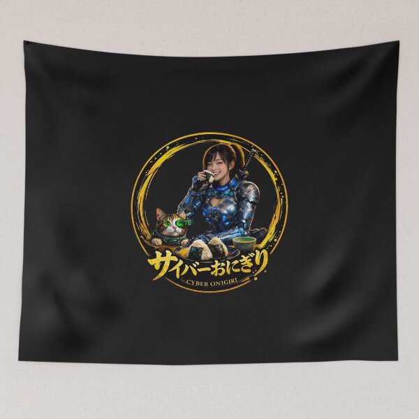 Item preview, Cyber Onigiri Cat Samurai Girl designed and sold by Dragon-Samurai.