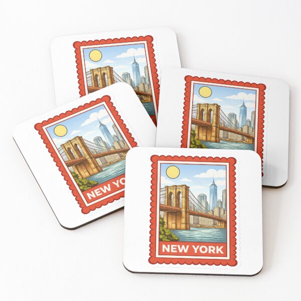 Item preview, New York Brooklyn Bridge Travel Stamp Sticker Magnet designed and sold by CLOUTKULT.