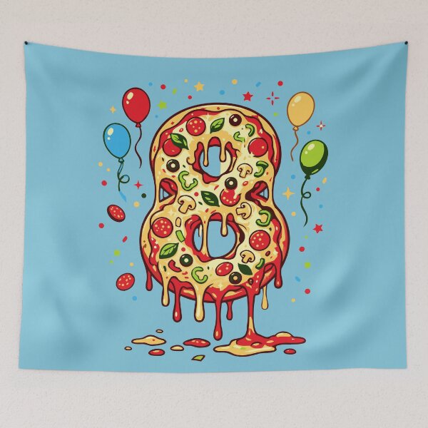 Item preview, Pizza 8th Birthday 8 Years Old Party Hat Bday Boys Girl Kids designed and sold by giftfromheart.
