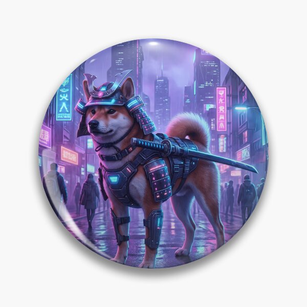 Item preview, neon futuristic samurai shiba dog designed and sold by ArtivioShop.