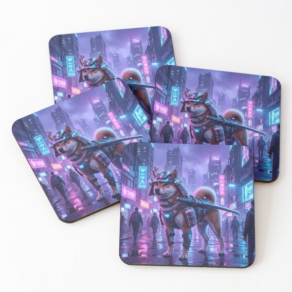 Item preview, neon futuristic samurai shiba dog designed and sold by ArtivioShop.