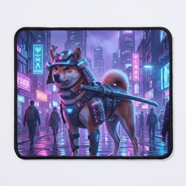 Item preview, neon futuristic samurai shiba dog designed and sold by ArtivioShop.
