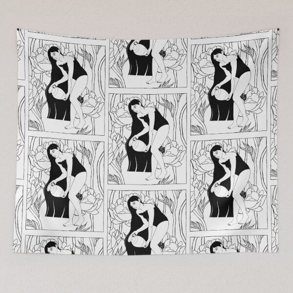 Item preview, Botanical Goddess with Amphora Illustration designed and sold by Grin Katalina Floral Patterns & Cozy Art.