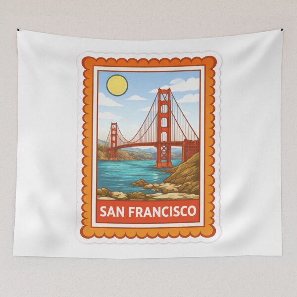 Item preview, San Francisco Golden Gate Bridge Travel Stamp Sticker Magnet designed and sold by CLOUTKULT.