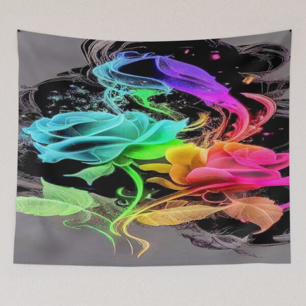 Item preview, Neon Glowing Roses in Vibrant Multicolor Fantasy Light Art designed and sold by FotoworldEdel.