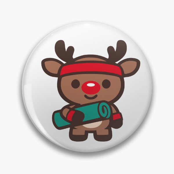 Item preview, Cute Kawaii Red Nosed Reindeer Christmas Yoga Fitness designed and sold by FunFitLife Studio.