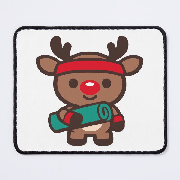 Item preview, Cute Kawaii Red Nosed Reindeer Christmas Yoga Fitness designed and sold by FunFitLife Studio.