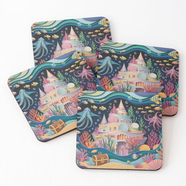 Item preview, Poseidon's shell castle in the coral reef designed and sold by Paper Wonderland.