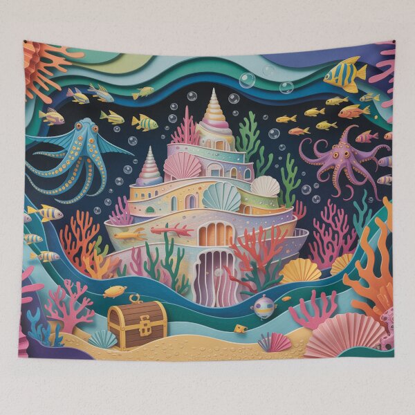 Item preview, Poseidon's shell castle in the coral reef designed and sold by Paper Wonderland.