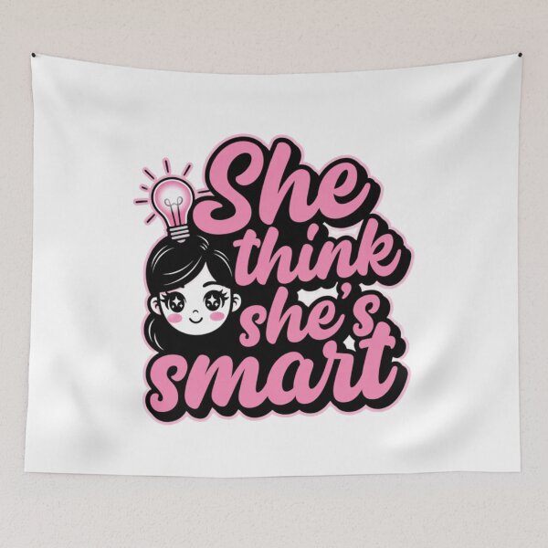 Item preview, She Think She's Smart T-Shirt | Funny Girl Power Pink Cartoon Lightbulb Design | Sassy Smart Girl Tee designed and sold by Clintora.