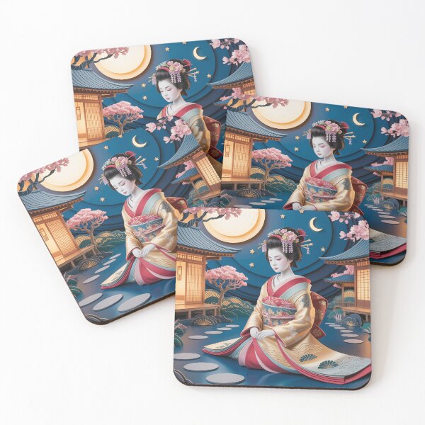 Item preview, Geisha in the evening teahouse garden designed and sold by Paper Wonderland.