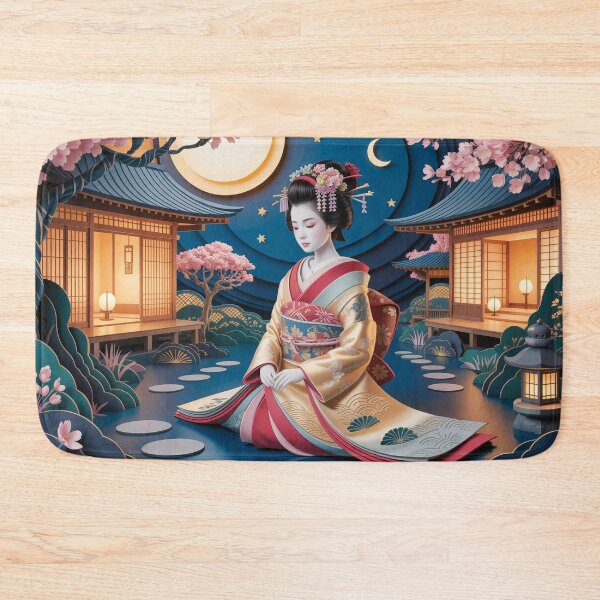 Item preview, Geisha in the evening teahouse garden designed and sold by Paper Wonderland.
