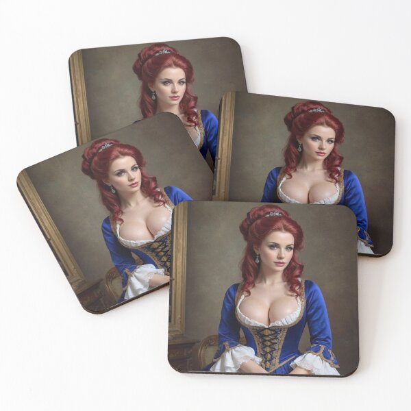 Item preview, Victorian Redhead Pin Up in Blue Dress designed and sold by Vandy Fullam.