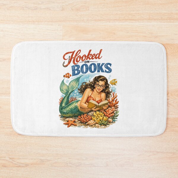 Item preview, Retro Mermaid: Hooked on Books Pin-up Design designed and sold by Pineapple-Tree.