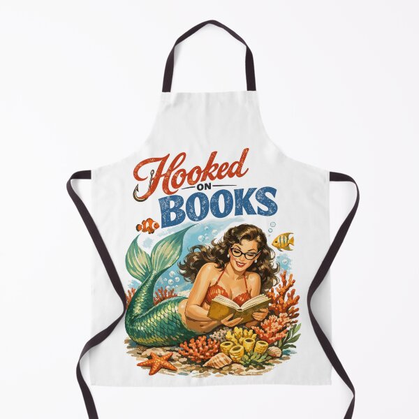 Artikelvorschau, Retro Meerjungfrau: Hooked on Books Pin-up Design entworfen und verkauft von Pineapple-Tree.