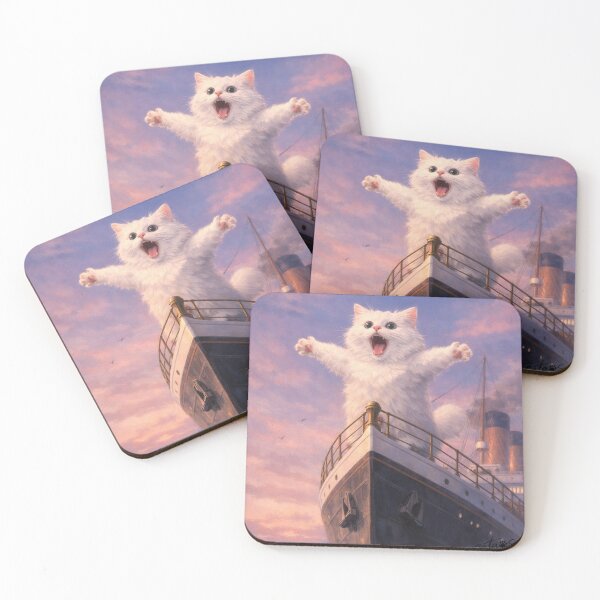 Item preview, Titanic Cat Freedom Pose Sunset designed and sold by CataosMeow.