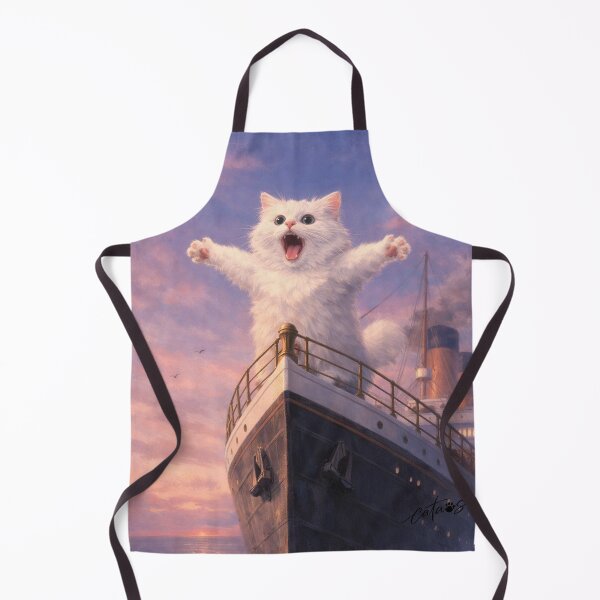 Item preview, Titanic Cat Freedom Pose Sunset designed and sold by CataosMeow.