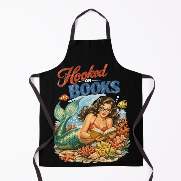 Artikelvorschau, Retro Meerjungfrau: Hooked on Books Pin-up Design entworfen und verkauft von Pineapple-Tree.