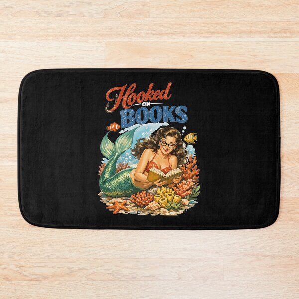 Item preview, Retro Mermaid: Hooked on Books Pin-up Design designed and sold by Pineapple-Tree.