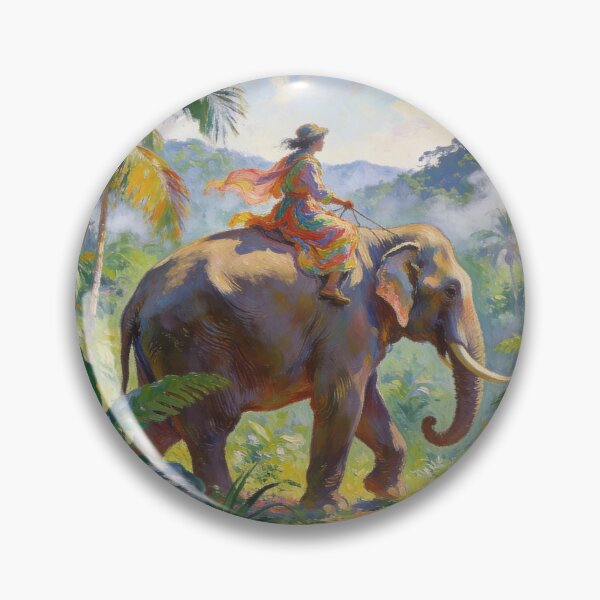 Artikelvorschau, Rainforest Adventure with Elephant Ride, Impressionist Jungle Exploration Wall Art entworfen und verkauft von BlareBlare.