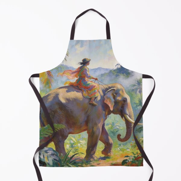 Item preview, Rainforest Adventure with Elephant Ride, Impressionist Jungle Exploration Wall Art designed and sold by BlareBlare.