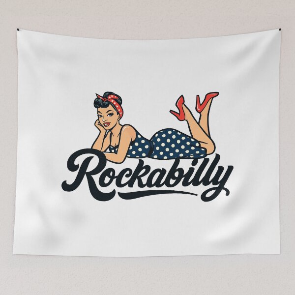 Item preview, Rockabilly Pin-Up: Vintage woman in a petticoat dress designed and sold by Pineapple-Tree.