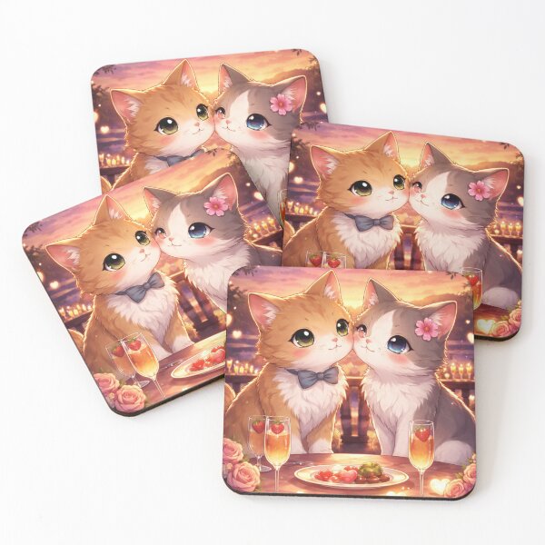 Item preview, Adorable Cat Couple Date Night- Kawaii Love Illustration  designed and sold by digitalbob60.