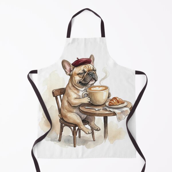 Item preview, French Bulldog at Cafe Table with Coffee Illustrated Art designed and sold by CulturalCurios.