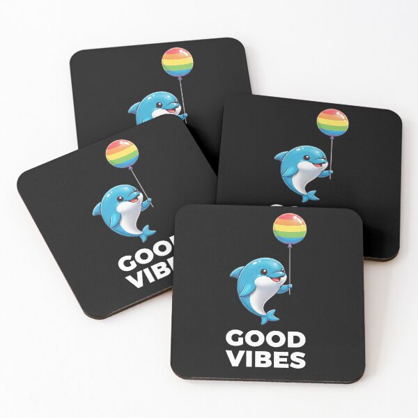 Item preview, Good Vibes Kawaii Dolphin Art designed and sold by Teeny Quities.