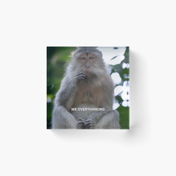 Item preview, Me Overthinking Monkey Meme Funny Anxious Thinker Sticker Relatable Humor Gift designed and sold by WildFrameNature.