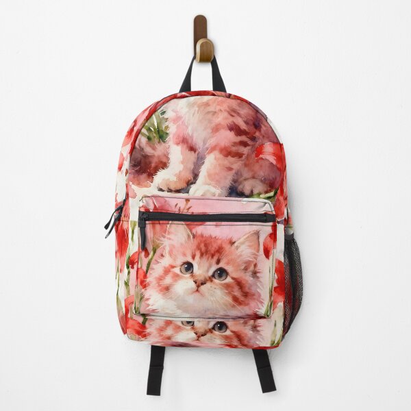 Item preview, Red Kitten Among Red Lily Blooms designed and sold by Shelley Loewnau-Jones Studio.