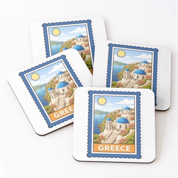 Item preview, Greece Santorini Blue Domes Travel Stamp Sticker Magnet designed and sold by CLOUTKULT.
