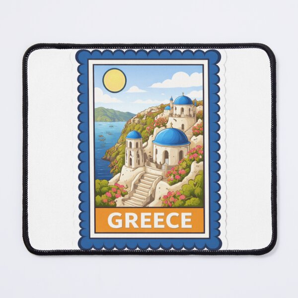 Item preview, Greece Santorini Blue Domes Travel Stamp Sticker Magnet designed and sold by CLOUTKULT.