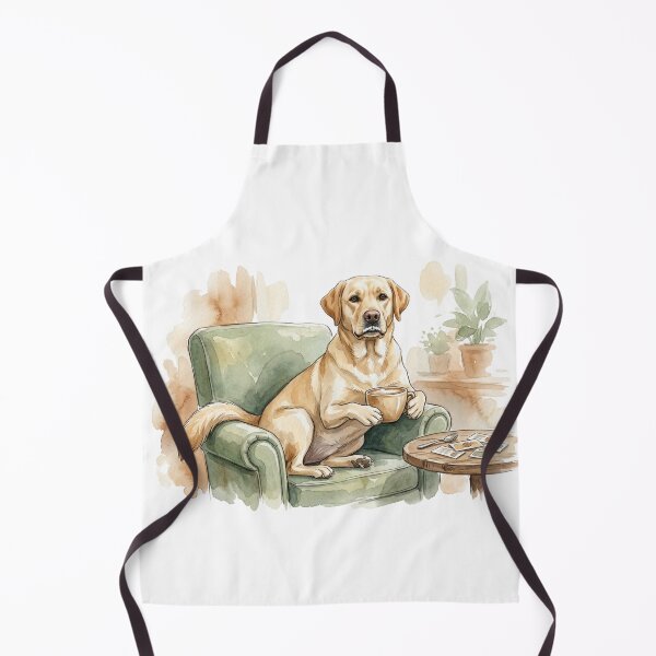 Item preview, Labrador on Couch Sipping Coffee Foam Mustache Funny Dog Art designed and sold by CulturalCurios.