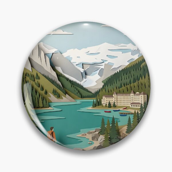 Item preview, Lake Louise Banff Canada Paper Craft Collage Diorama designed and sold by TackyTime.