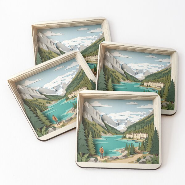 Item preview, Lake Louise Banff Canada Paper Craft Collage Diorama designed and sold by TackyTime.