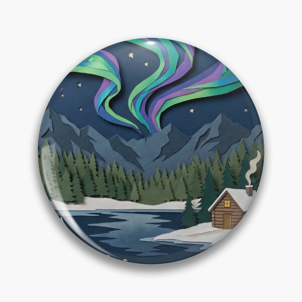 Item preview, Canadian Wilderness Northern Lights Paper Craft Collage Diorama designed and sold by TackyTime.