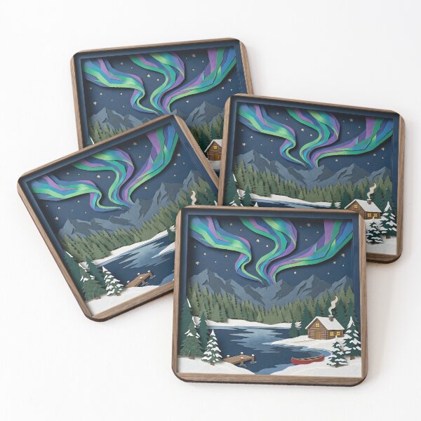 Item preview, Canadian Wilderness Northern Lights Paper Craft Collage Diorama designed and sold by TackyTime.