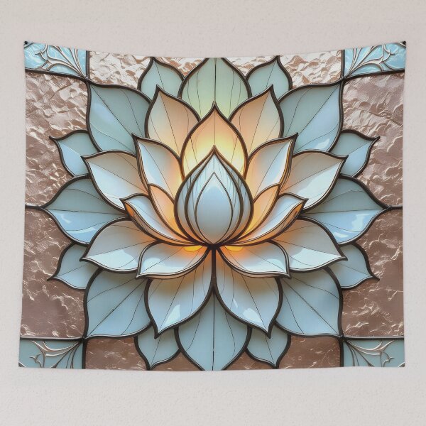 Item preview, Lotus Stained Glass designed and sold by Shelley Loewnau-Jones Studio.